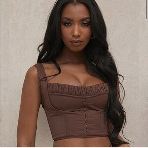 Persephone Brown Corset Crop Top - House of CB